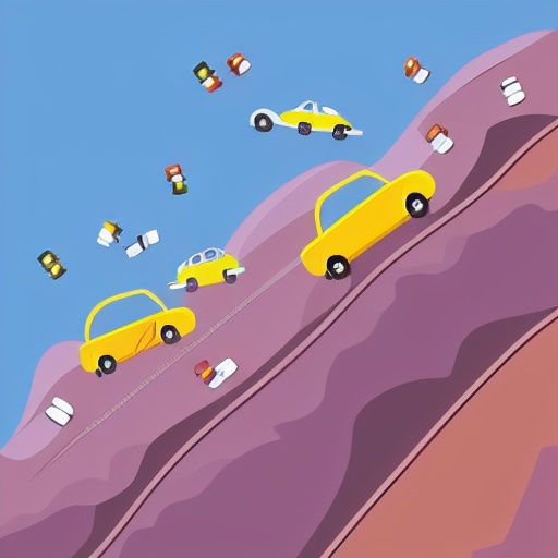 Cartoon Image Of Traffic Falling Off A Cliff