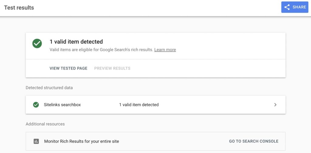 json schema screenshot from Google search console