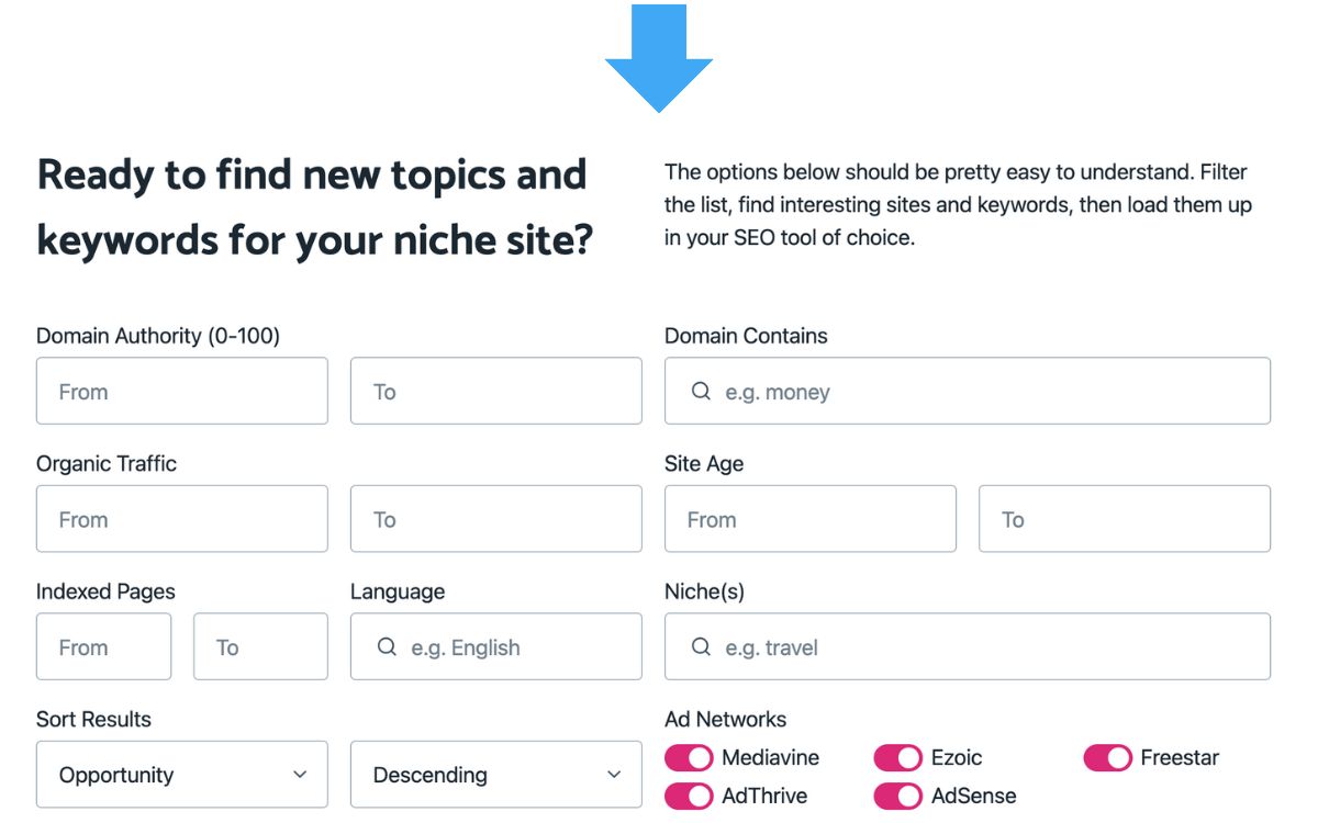 niche site research tool